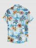 Tenue de plage hawaïenne assortie pour couples - imprimé fleurs, cocotier et bateau - Bleu clair 