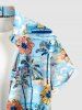 Tenue de plage hawaïenne assortie pour couples - imprimé fleurs, cocotier et bateau - Bleu clair 