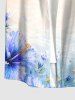 Hibiscus Flower Butterfly Ombre Sea Shell Print Hawaii Button Pocket Shirt For Men -  
