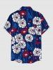 Flowers Leaf Print Buttons Pocket Hawaii Shirt For Men -  