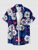Flowers Leaf Print Buttons Pocket Hawaii Shirt For Men -  