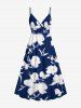 Flower Leaf Print Hawaii Surplice A Line Dress -  