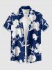 Flower Leaf Print Hawaii Button Pocket Shirt For Men -  