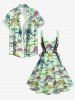Dinosaur Skeleton Print Lace Up Grommets Hawaii Tank Dress -  