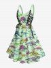 Dinosaur Skeleton Print Lace Up Grommets Hawaii Tank Dress -  