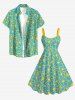 Robe bain de soleil Hawaii à imprimé fleurs (bretelles réglables) - Turquoise Foncée XXS