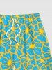 Short de plage Hawaii à imprimé fleurs pour homme - Turquoise Foncée 8XL