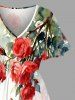 Robe midi coupe A à imprimé fleurs et feuilles Hawaii avec poches fendues - Blanc L