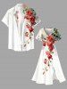 Robe midi coupe A à imprimé fleurs et feuilles Hawaii avec poches fendues - Blanc L
