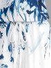 Flower Leaf Print Hawaii Drawstring Pocket Romper -  