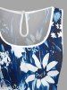 Flower Leaf Print Hawaii Drawstring Pocket Romper -  