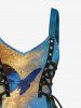 Glitter Butterfly Galaxy Print Hawaii Lace Up A Line Dress -  
