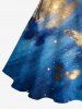 Glitter Butterfly Galaxy Print Hawaii Lace Up A Line Dress -  