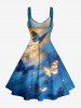 Glitter Butterfly Galaxy Print Hawaii Lace Up A Line Dress -  
