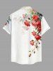 Chemise homme à imprimé hawaïen fleurs, feuilles et branches, poche boutonnée - Blanc 6XL