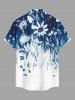 Chemise hawaïenne pour homme à imprimé fleurs et feuilles, avec poche boutonnée - Bleu profond M