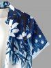 Chemise hawaïenne pour homme à imprimé fleurs et feuilles, boutonnée avec poche - Bleu profond XL