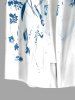 Chemise hawaïenne pour homme à imprimé fleurs et feuilles, boutonnée avec poche - Bleu profond XL