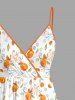 Robe trapèze portefeuille Hawaï à imprimé feuille Orange Juice - Orange 3X