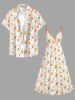Robe trapèze portefeuille Hawaï à imprimé feuille Orange Juice - Orange 3X