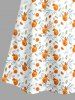 Orange Juice Leaf Print Hawaii Halter A Line Dress -  