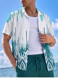 Ethnic Graphic Print Hawaii Button Pocket Shirt For Men -  