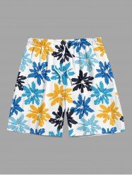 Short de plage hawaïen à cordon avec imprimé floral coloré pour homme - Bleu Ciel 5XL