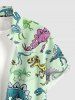 Tenue de plage hawaiienne assortie pour couples avec motif squelette de dinosaure - Vert clair 