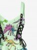 Tenue de plage hawaiienne assortie pour couples avec motif squelette de dinosaure - Vert clair 