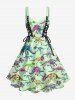 Tenue de plage hawaiienne assortie pour couples avec motif squelette de dinosaure - Vert clair 