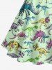 Tenue de plage hawaiienne assortie pour couples avec motif squelette de dinosaure - Vert clair 