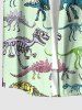 Tenue de plage hawaiienne assortie pour couples avec motif squelette de dinosaure - Vert clair 