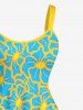 Tenue de plage hawaïenne assortie à imprimé fleuri pour couples - Turquoise Foncée 