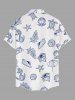Tenue de plage assortie pour couple avec imprimé coquillage, tortue, conque, ancre et feuille - Bleu 