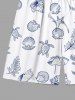 Short de plage hawaïen à cordon de serrage pour homme avec motif carapace de tortue, conque, ancre et feuille - Blanc 4XL