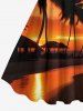 Coconut Tree Dusk Sunset Print Matching Hawaii Beach Outfit For Couples -  