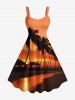 Coconut Tree Dusk Sunset Print Matching Hawaii Beach Outfit For Couples -  