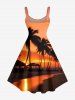 Coconut Tree Dusk Sunset Print Matching Hawaii Beach Outfit For Couples -  