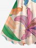 Ensemble de plage hawaïen assorti pour couples - Imprimé feuilles de lys - Abricot 