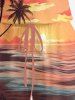 Coconut Tree Cloud Seascape Print Cinched Hawaii Romper -  