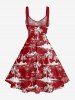 Robe débardeur Hawaii à imprimé cocotier et hibiscus, laçage à œillets - Rouge Vineux M