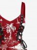 Robe débardeur Hawaii à imprimé cocotier et hibiscus, laçage à œillets - Rouge Vineux M