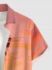Chemise hawaïenne pour homme avec imprimé cocotier, nuages et paysage marin, pochette à boutons - Orange S