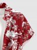 Coconut Tree Hibiscus Flowers Print Buttons Pocket Hawaii Shirt For Men -  
