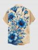 Skulls Flower Leaf Print Buttons Pocket Hawaii Shirt For Men -  