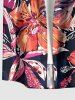 Chemise hawaïenne pour homme à imprimé fleurs et feuilles tropicales, boutons et poche - CORAL ROSE S