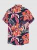 Chemise hawaïenne pour homme à imprimé fleurs et feuilles tropicales, boutons et poche - CORAL ROSE M