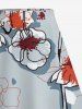 Flower Plant Print Hawaii Split A Line Skirt -  