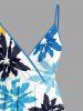 Robe portefeuille en A à imprimé fleuri coloré Hawaii - Bleu Ciel M