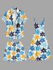 Colorful Flower Print Hawaii Drawstring Beach Shorts For Men -  